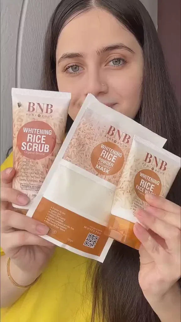 BNB Rice Glow Kit: Facewash, Scrub & Mask for Radiant Skin